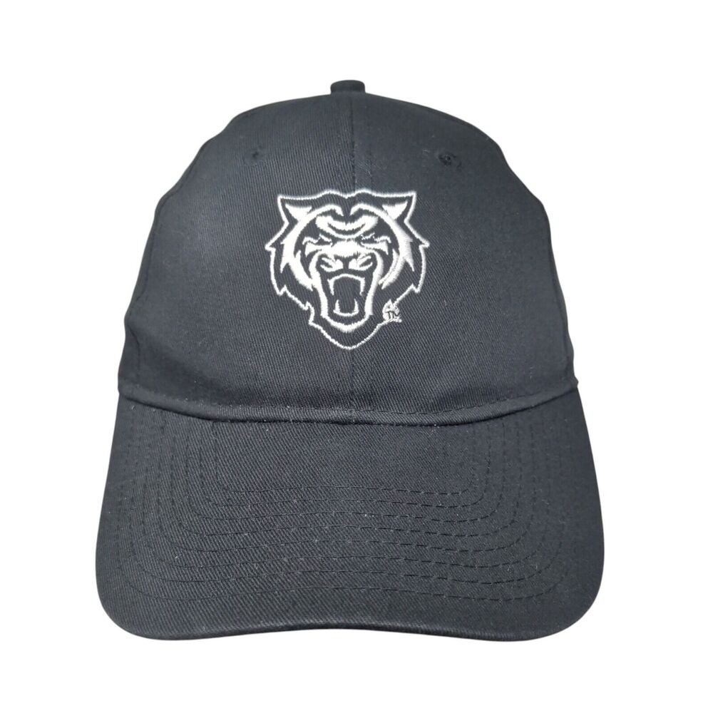 Tiger Strapback Hat Black OSFA Adjustable Embroidered Solid 6 Panel
